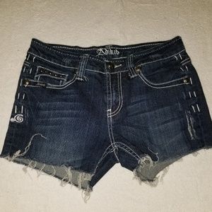 Adikto distressed denim jeweled denim shorts